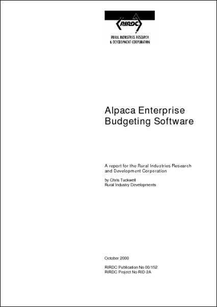 Alpaca enterprise budgeting software | AgriFutures Australia