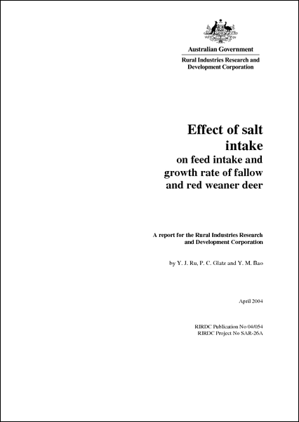 Effect of Salt Intake on Feed Intake and Growth of Fallow and Red Weaner Deer - image