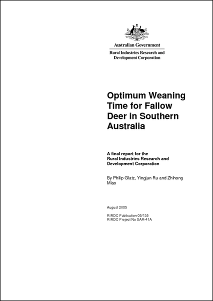 Optimum Weaning Time for Fallow Deer in Southern Australia - image