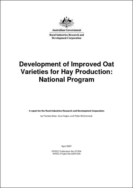 Development of Improved Oat Varieties for Hay Production : National Program - image