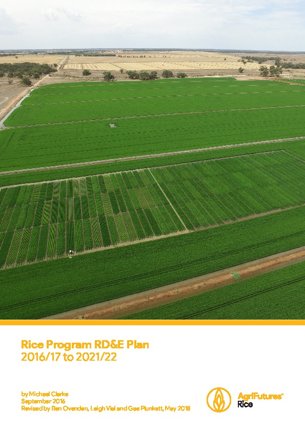 Rice Program Five Year RD&E Plan 2016/17 to 2021/22 - image