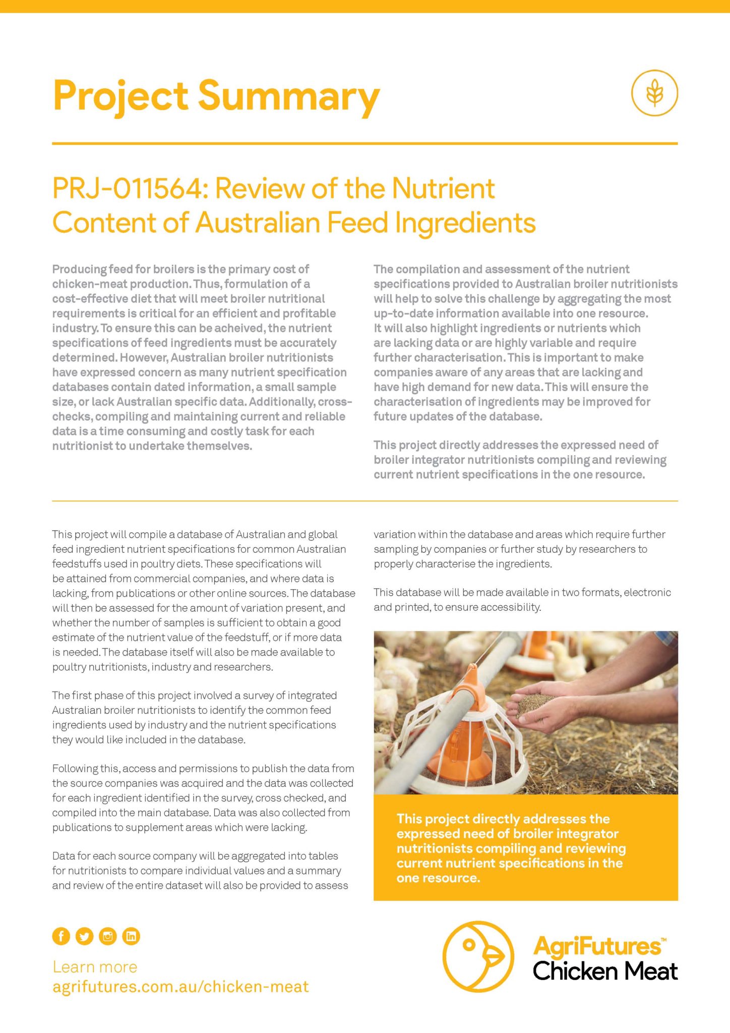 Project summary: Review of the Nutrient Content of Australian Feed ...