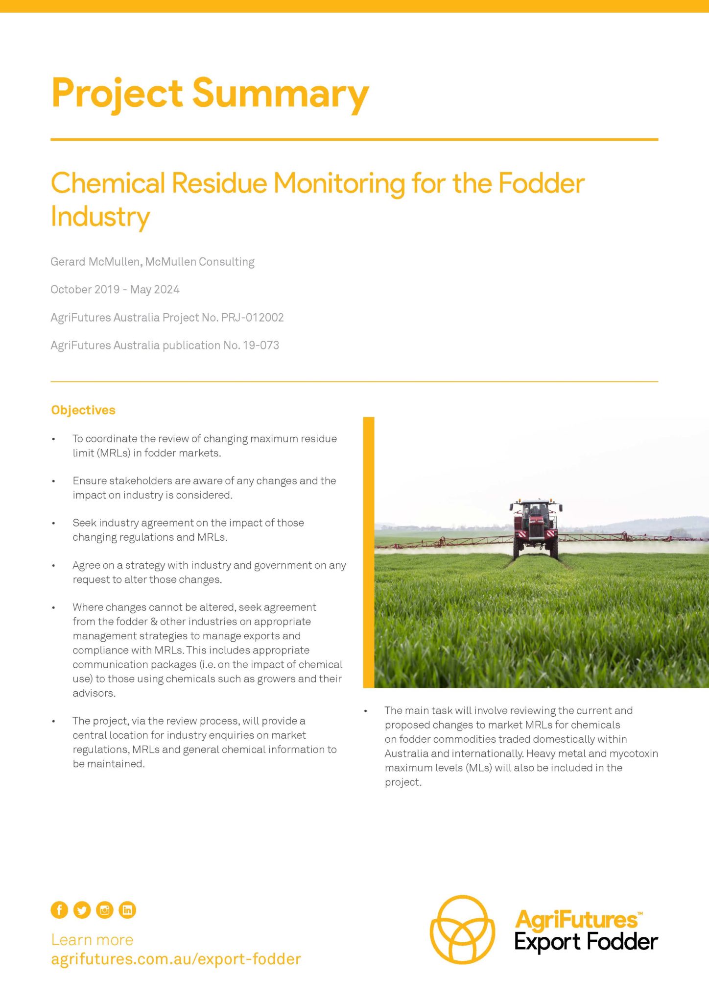 Project summary: Chemical residue monitoring for the fodder industry - image