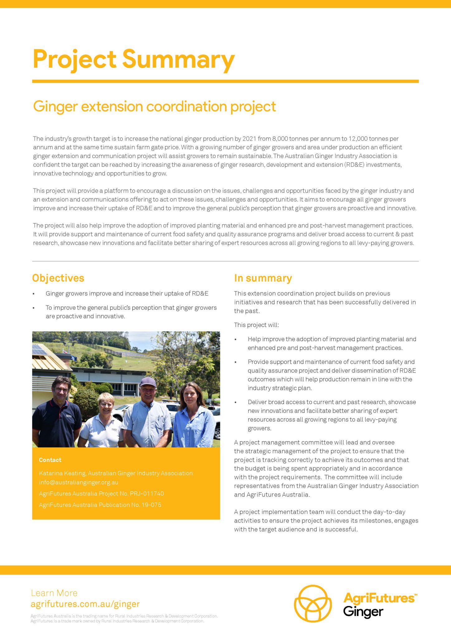 Project summary: Ginger extension coordination project - image