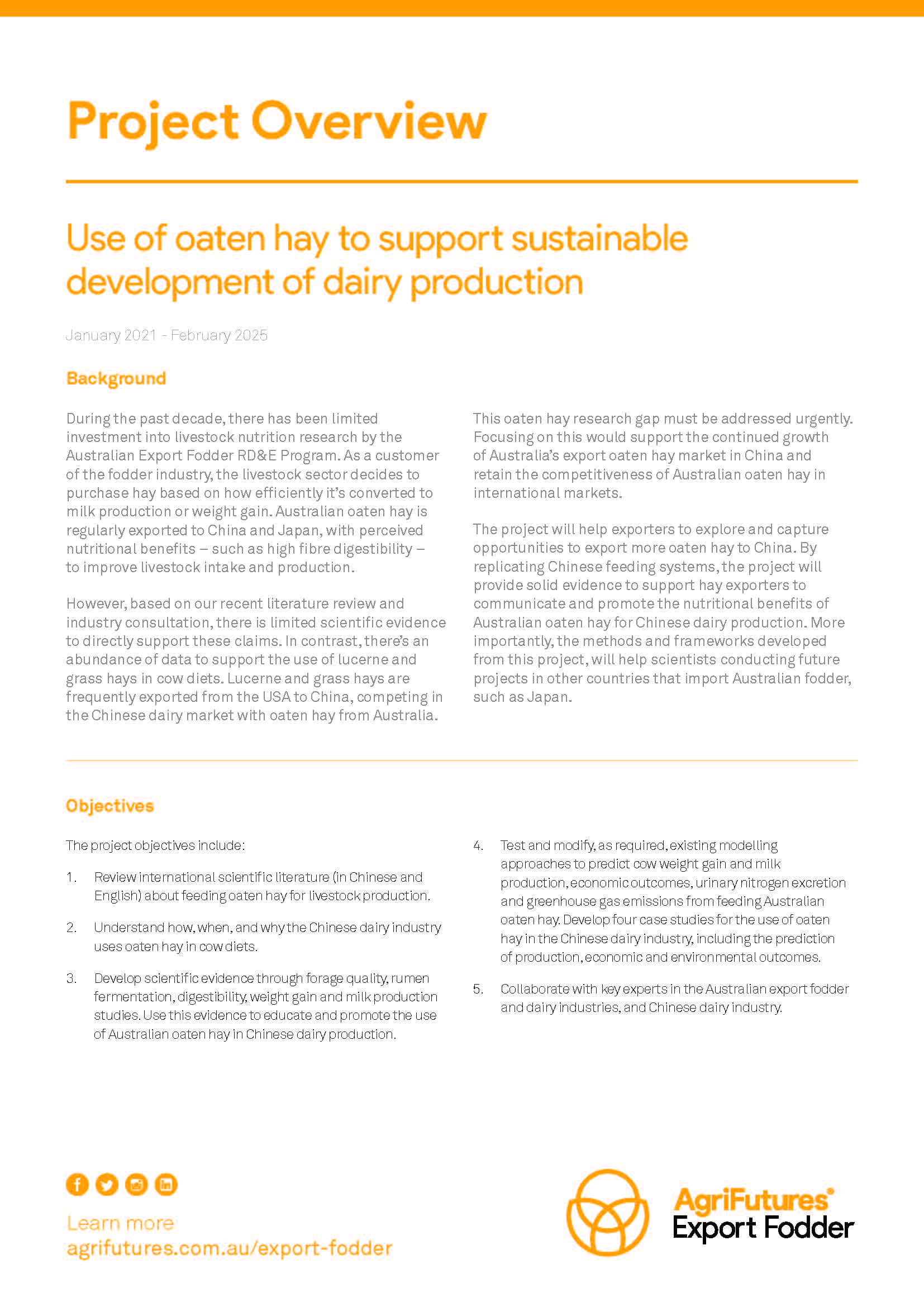 Project Overview: Use of oaten hay to support sustainable development of dairy production - image