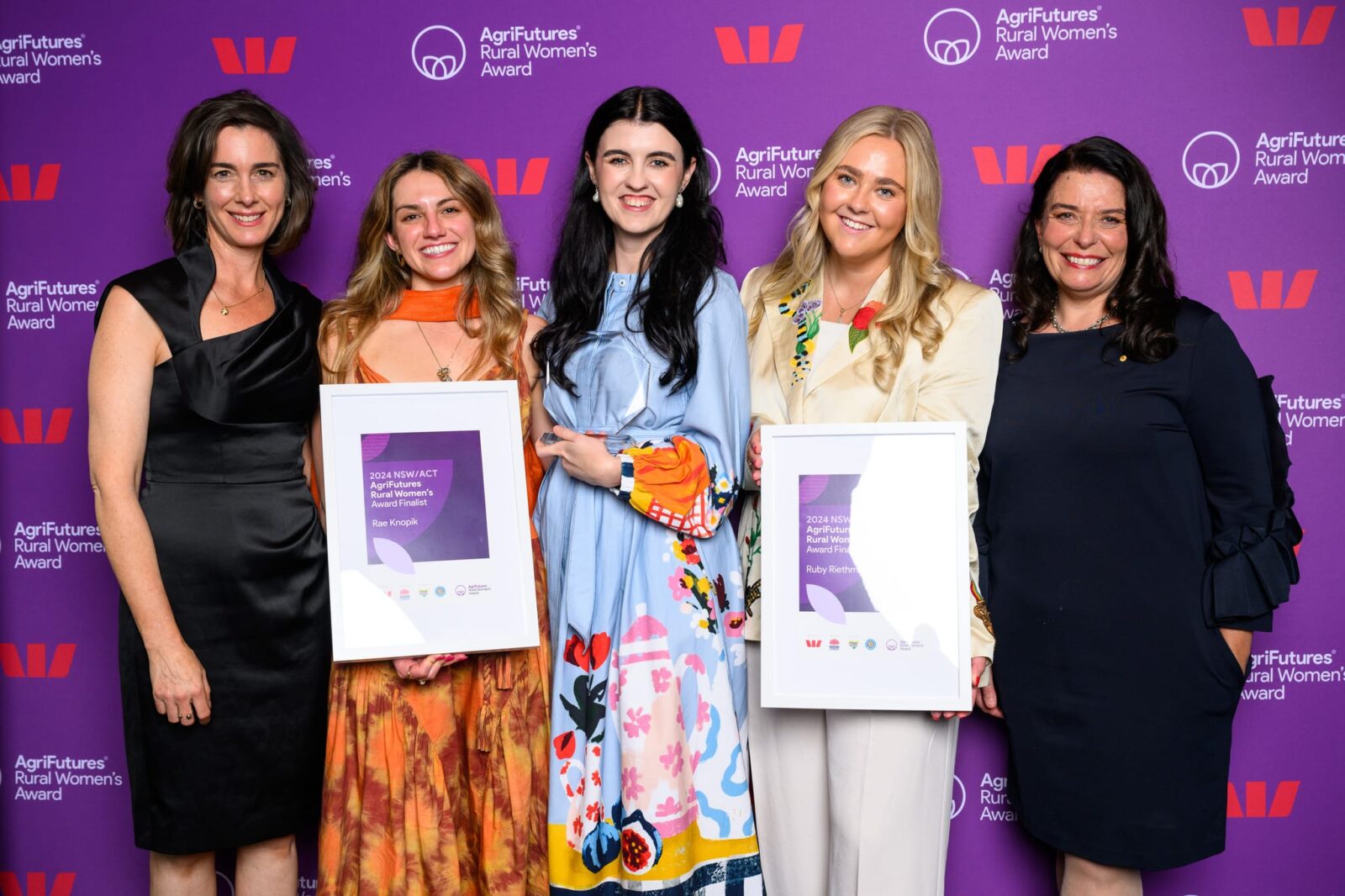 2024 NSW RWA State Announcement. L-R: Cressida Cains, Rae Knopik, Rebecca Keeley, Ruby Riethmuller, Michelle Leonard.